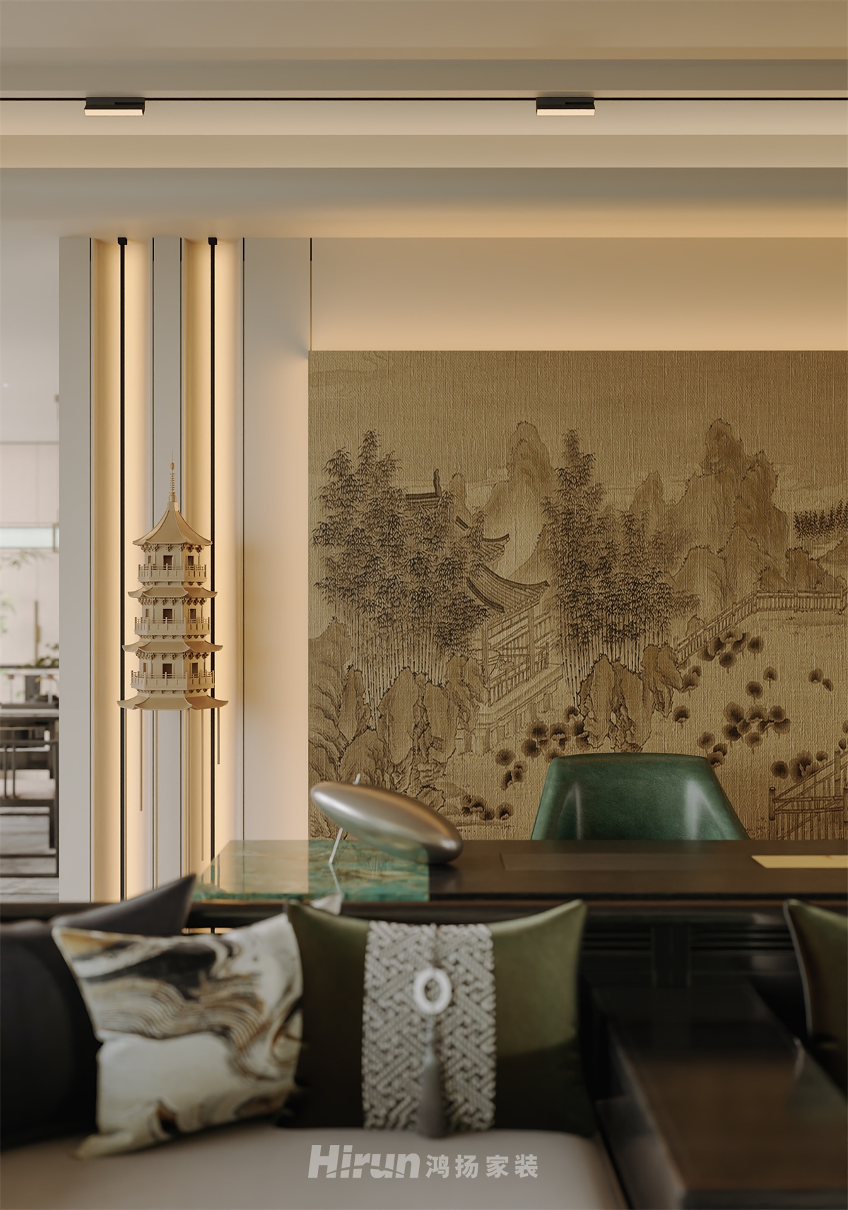 建發縵云200㎡意境東方五居室 裝修案例效果圖-16