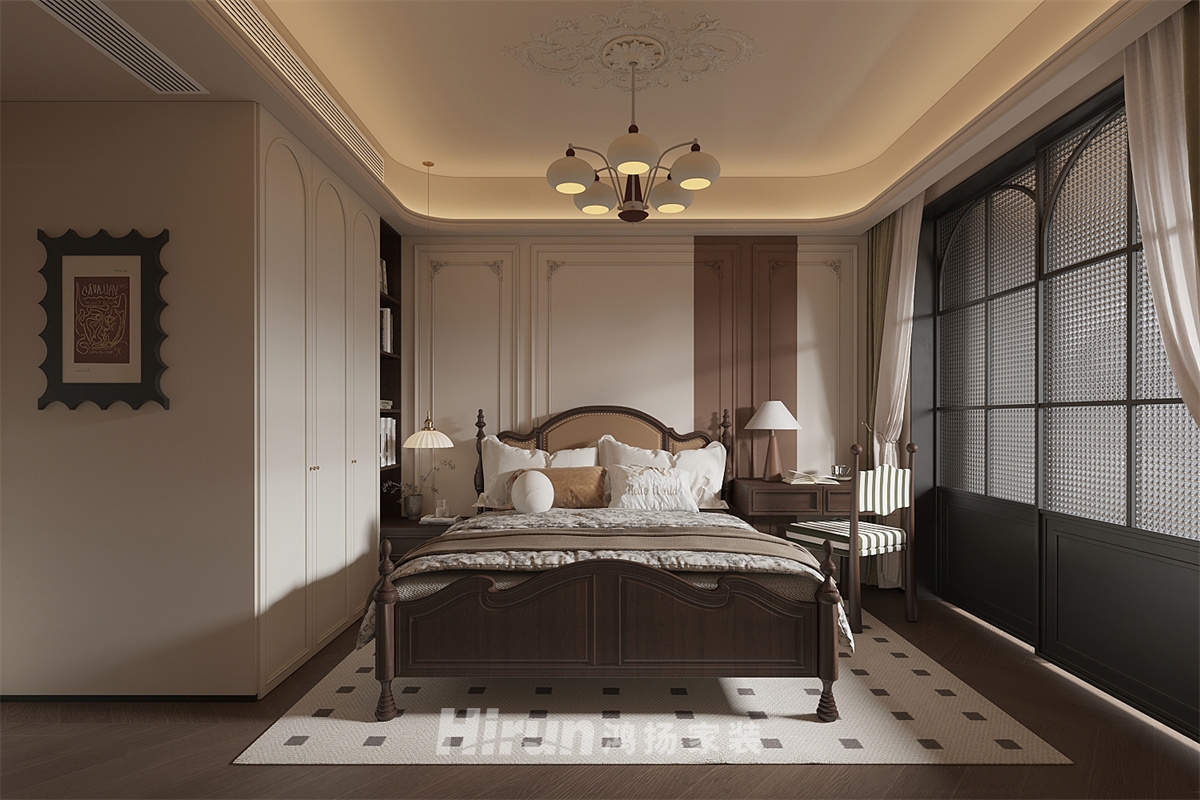 長沙潤府180㎡復(fù)古風(fēng)潮四居室 裝修案例效果圖-7