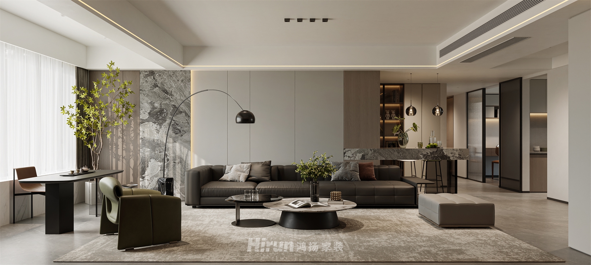 歐洲城180㎡新裝飾主義大平層 裝修案例效果圖-3