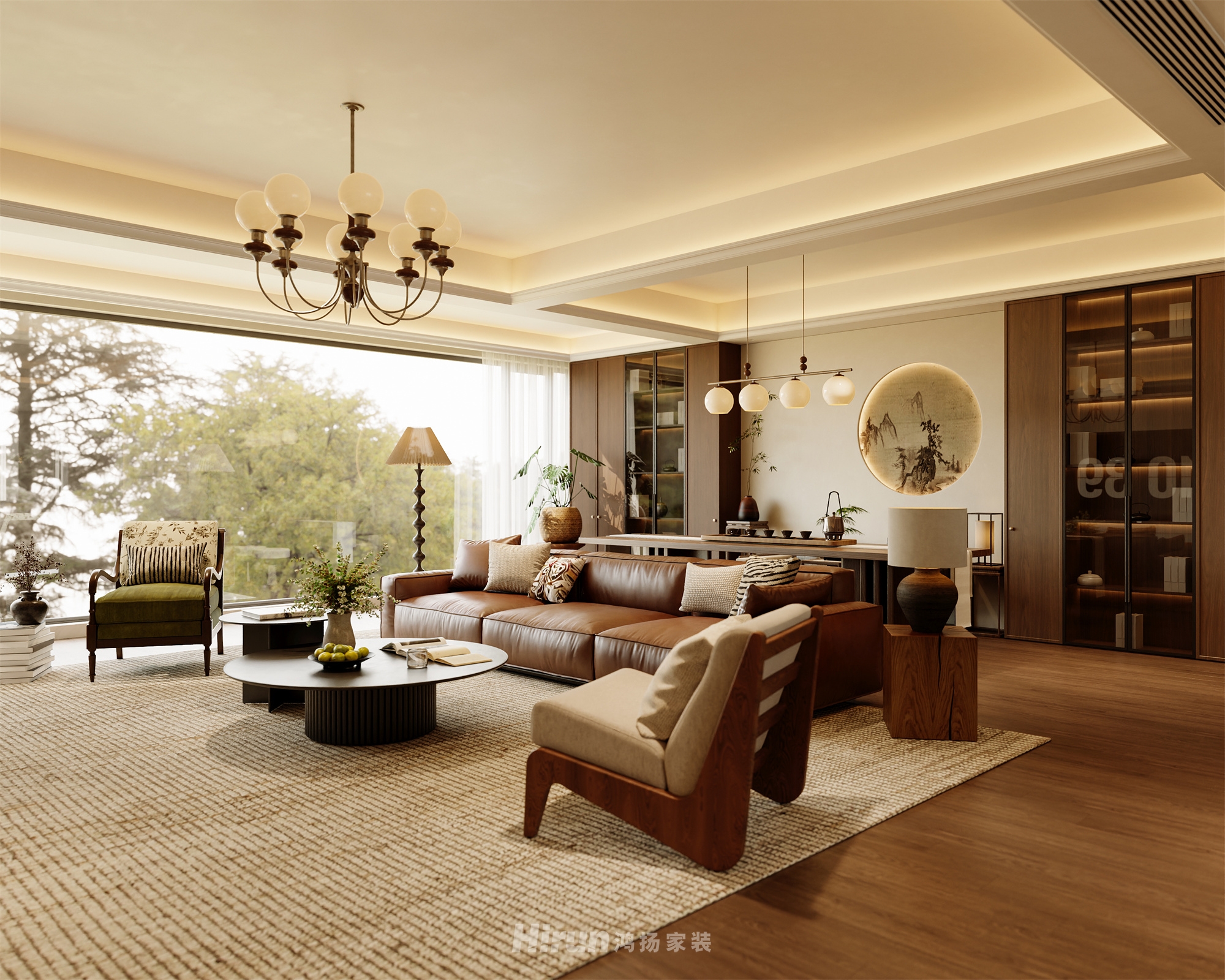 洋湖映230㎡復古風潮大平層 裝修案例效果圖-10