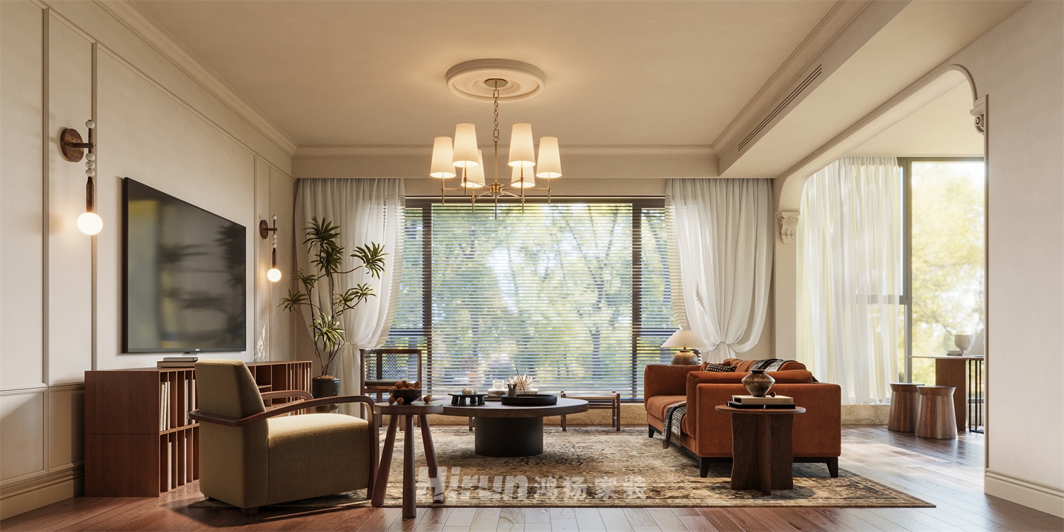 桃李九章172㎡復古風潮四居室 裝修案例效果圖-2