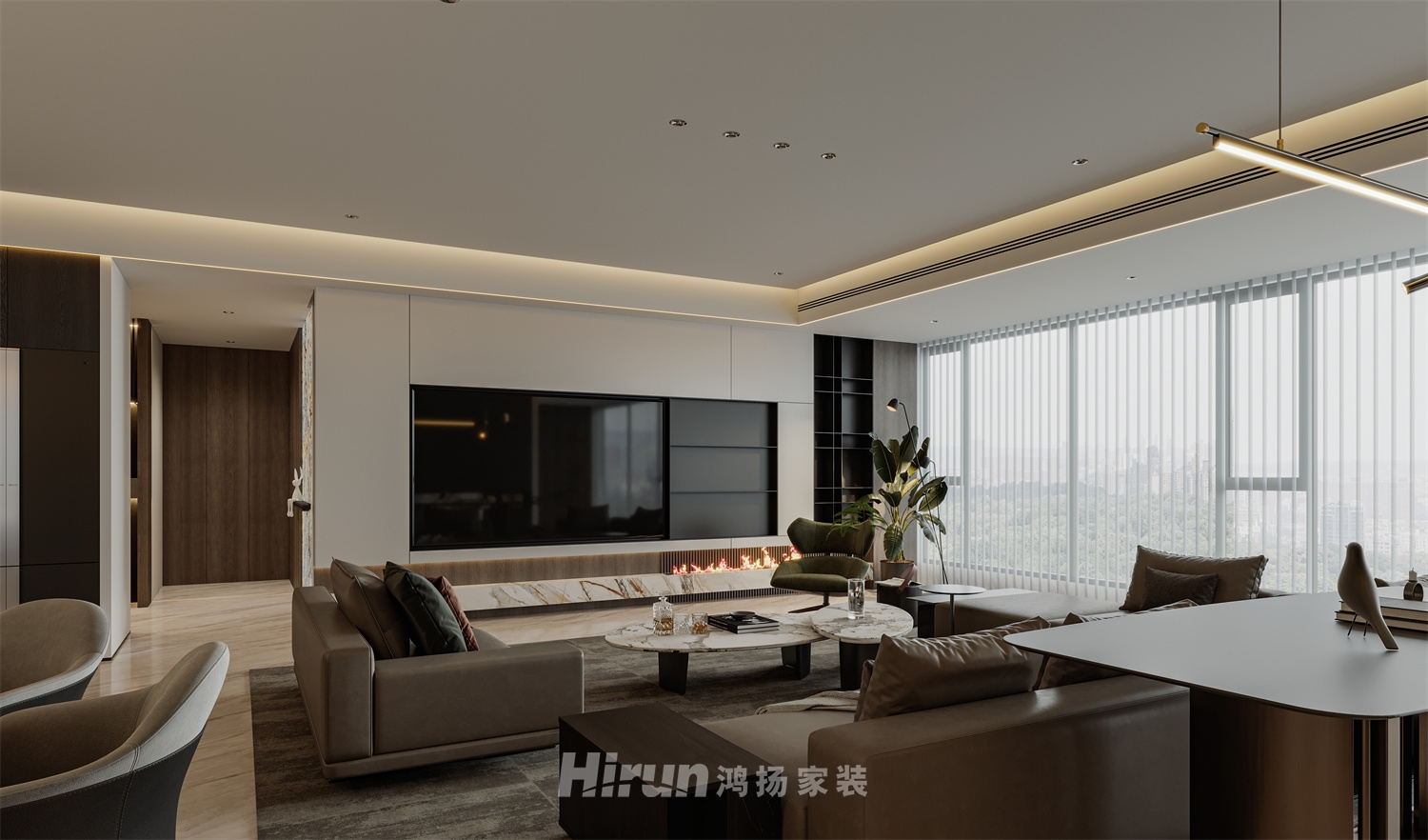 旭輝鉑悅湘江180㎡雅致現(xiàn)代三居室 裝修案例效果圖-5