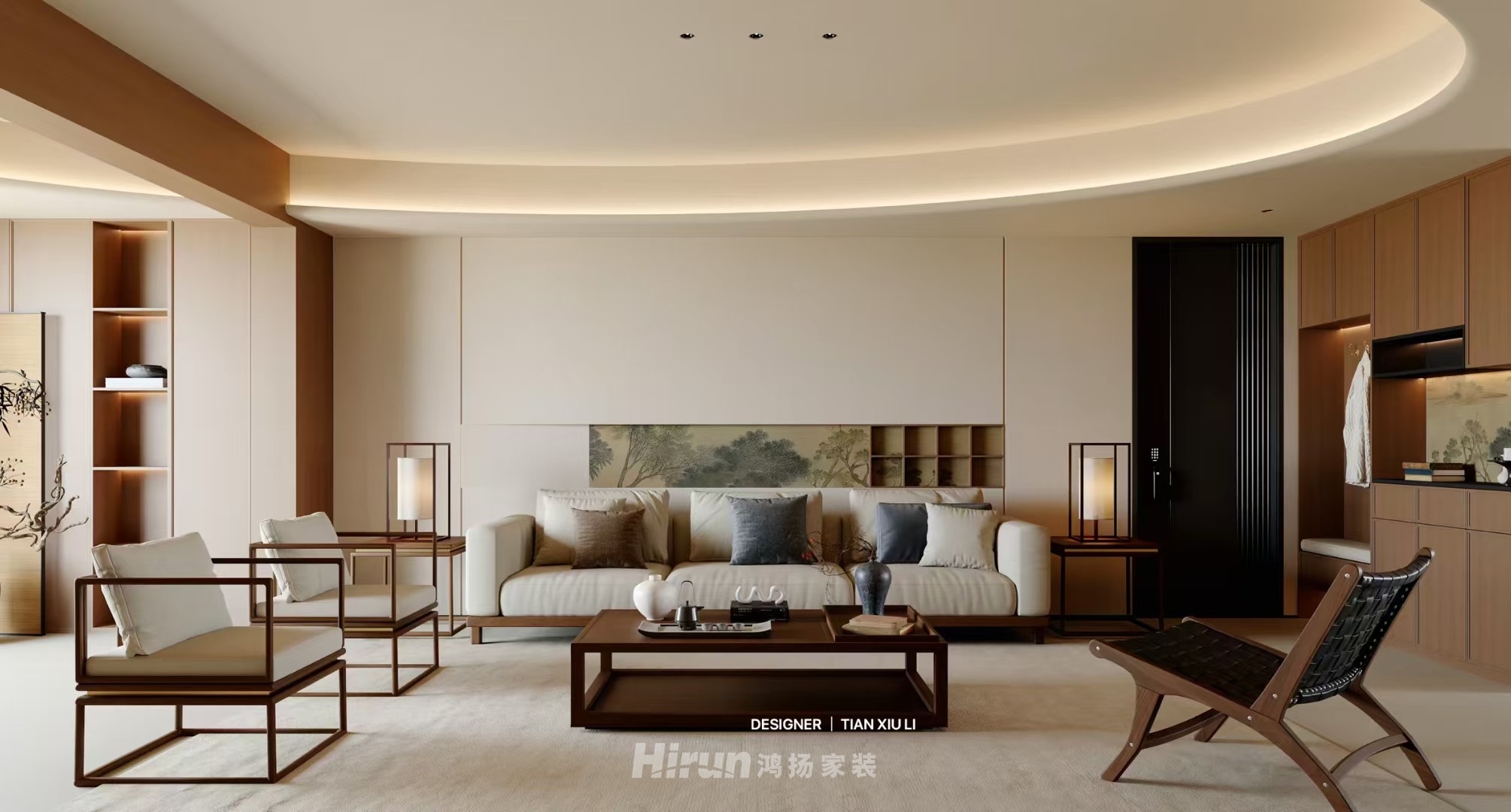 匯金國(guó)際168㎡意境東方四居室 裝修案例效果圖-4