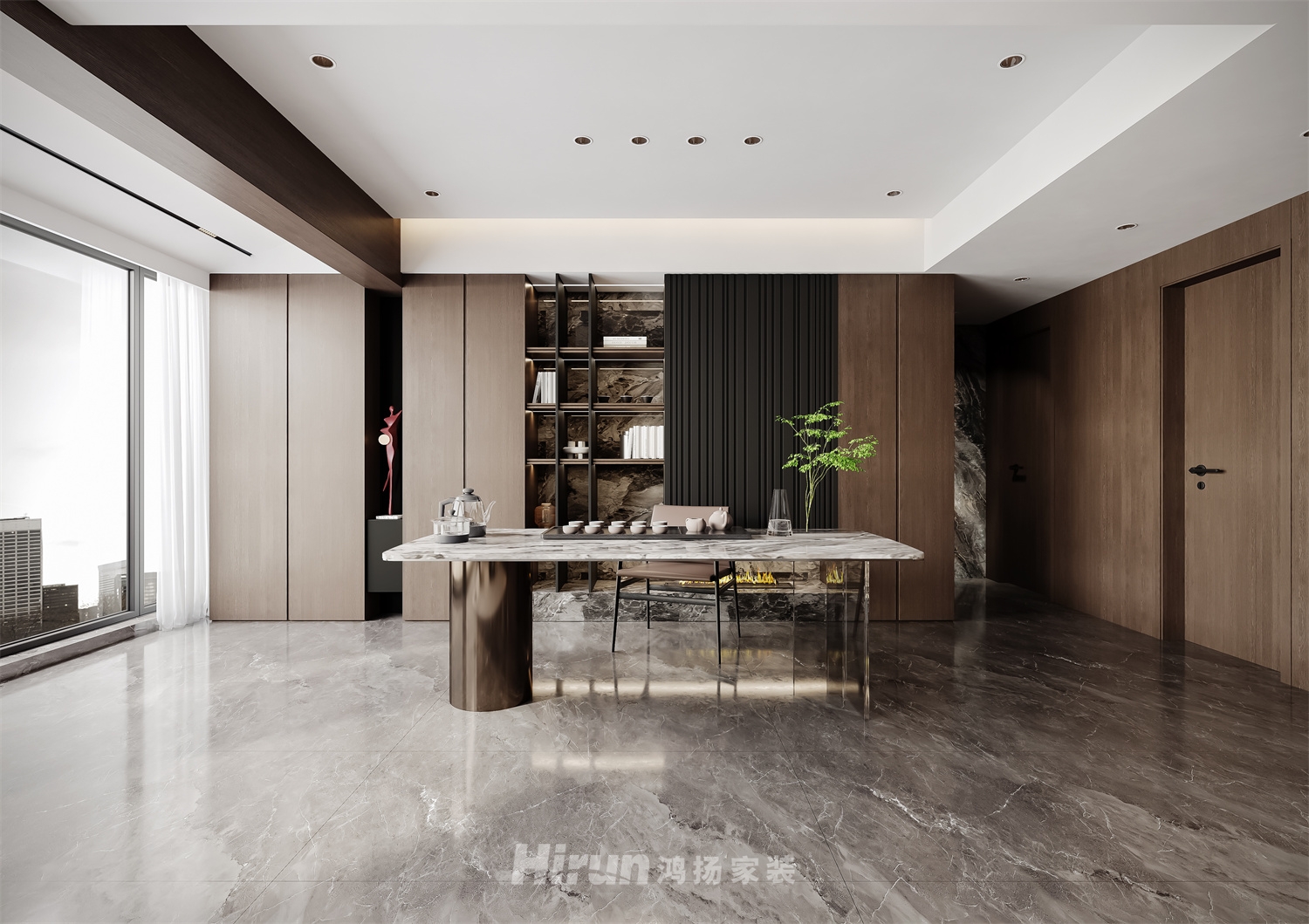 濱江壹號142㎡新裝飾主義四居室 裝修案例效果圖-4