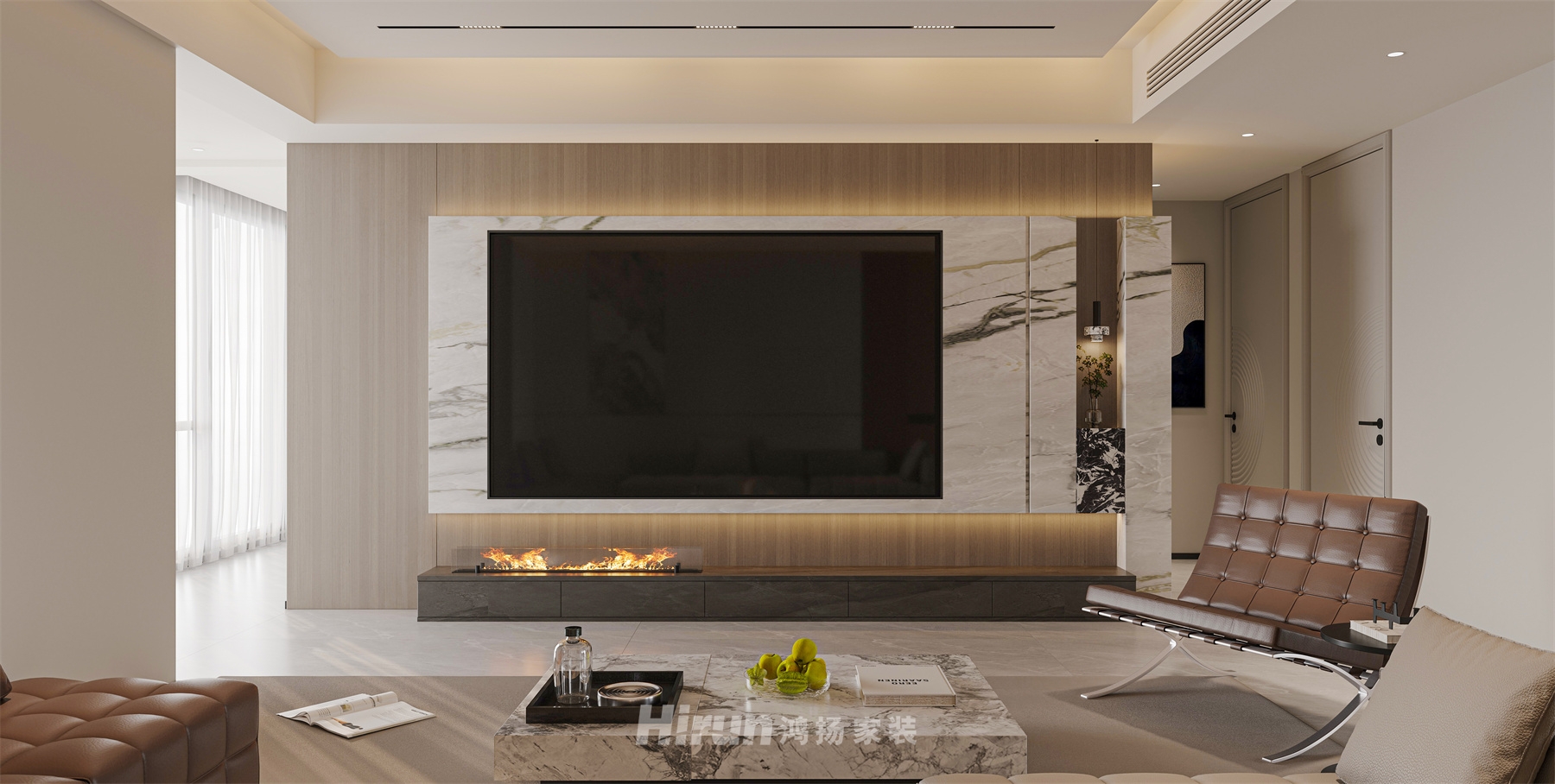 天健芙蓉盛世120㎡雅致現代四居室 裝修案例效果圖-1