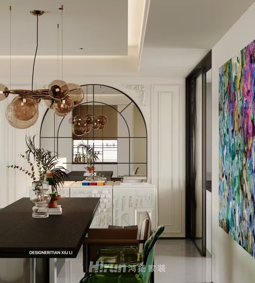 璞悅灣160㎡新裝飾主義四居室 裝修案例效果圖-2