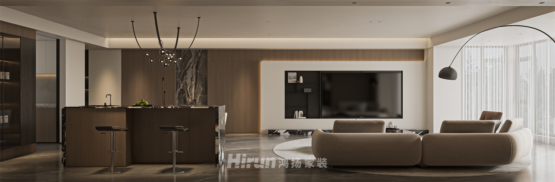 和順府170㎡雅致現(xiàn)代四居室 裝修案例效果圖-2