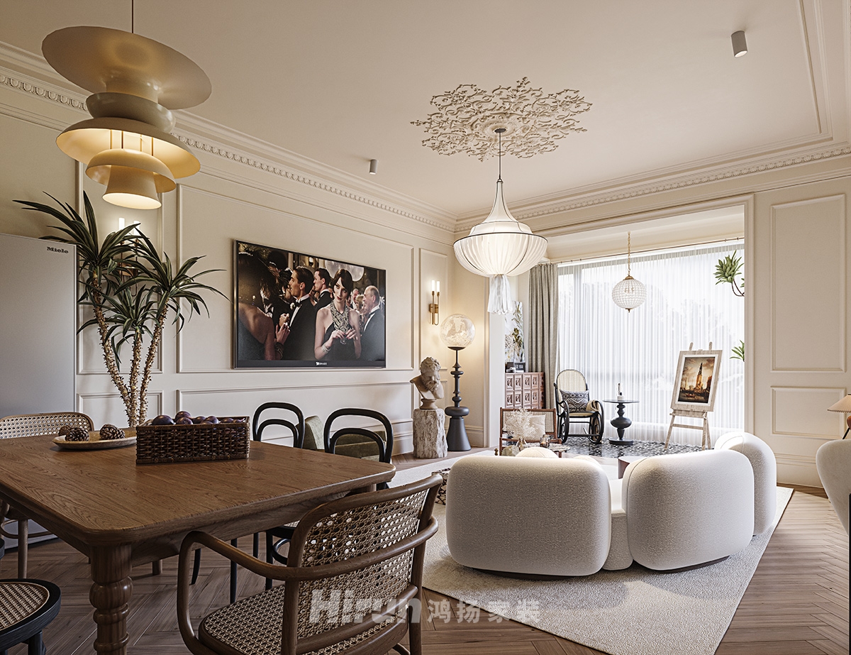 卓越千山里220㎡復古風潮復式 裝修案例效果圖-3