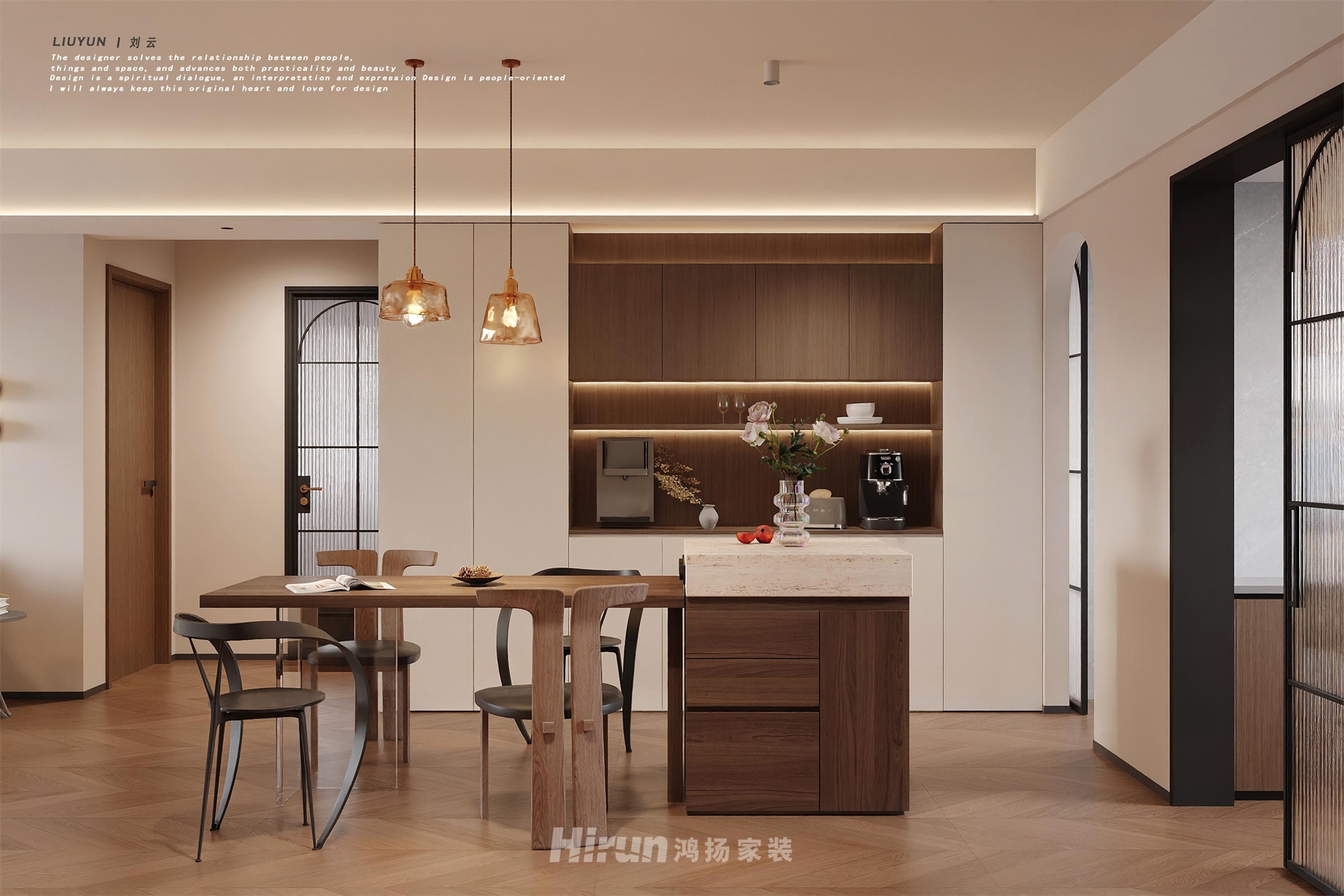 金富江山院117㎡復古風潮三居室 裝修案例效果圖-2