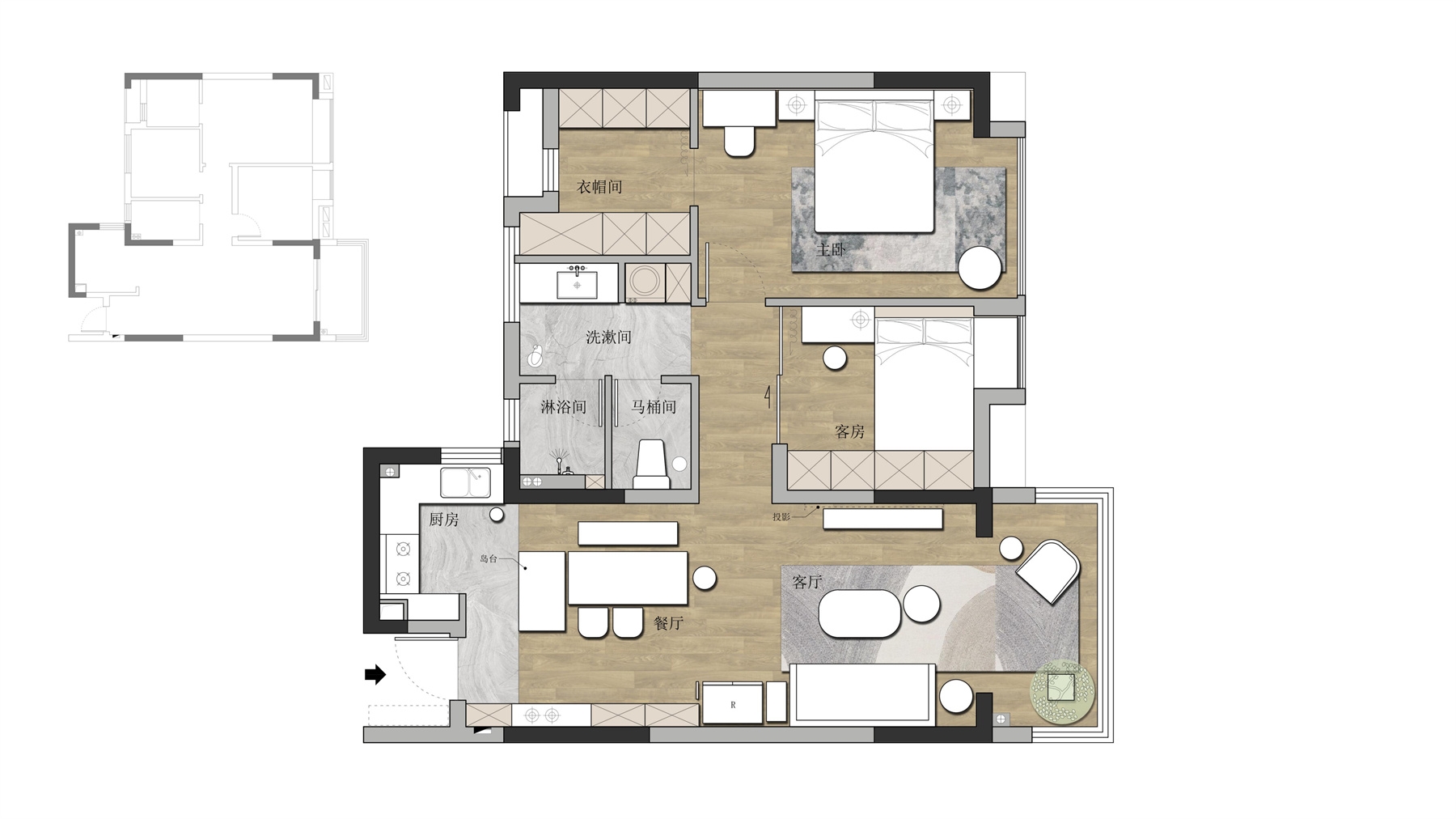 華潤(rùn)桃園里100㎡北歐之光三居室 裝修案例效果圖-2