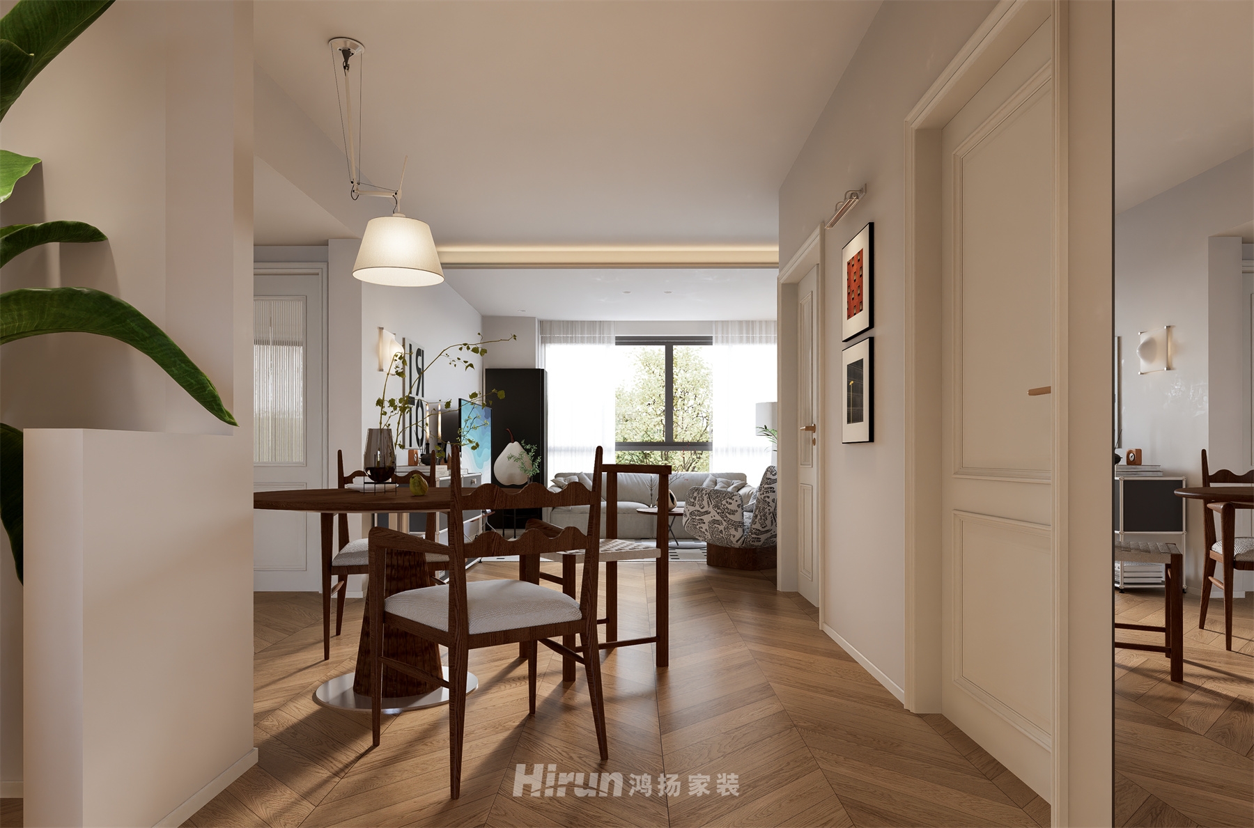 日盛湖湘悅府100㎡復古風潮三居室 裝修案例效果圖-18