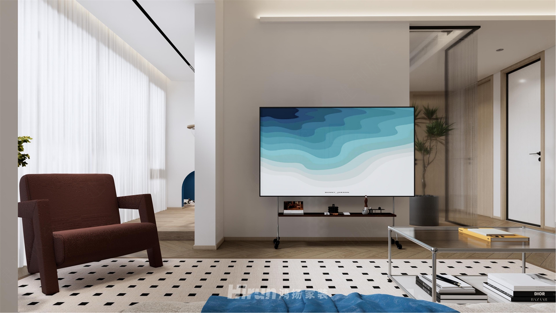 旭輝·雨金廣場100㎡北歐之光三居室 裝修案例效果圖-6