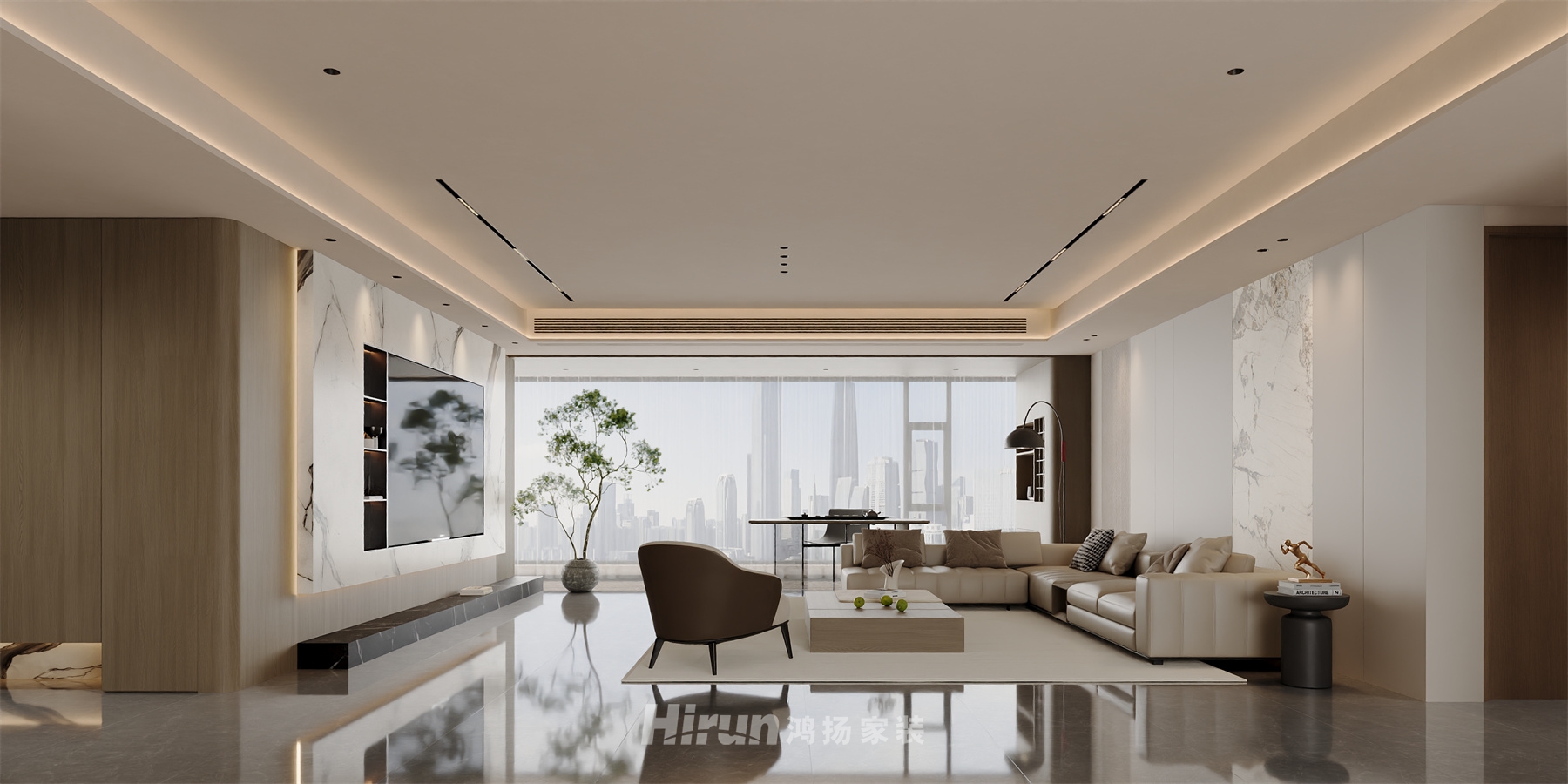 時(shí)代汀蘭246㎡雅致現(xiàn)代大平層 裝修案例效果圖-4