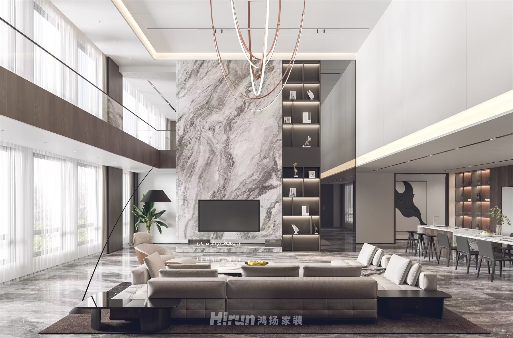 長沙總部基地1200㎡新裝飾主義別墅 裝修案例效果圖-8