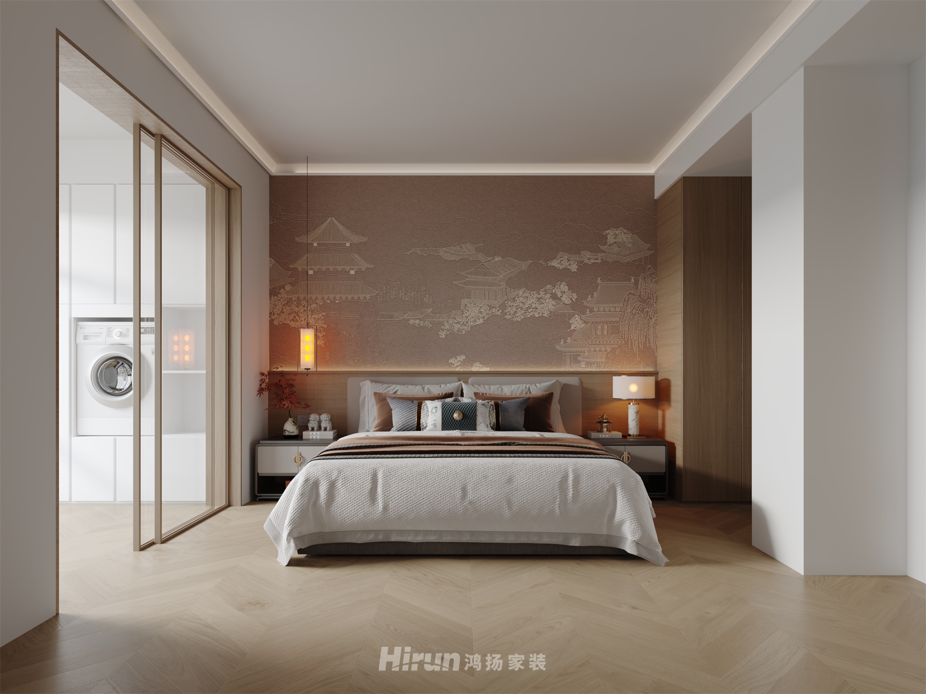 吾悅廣場166㎡意境東方復式 裝修案例效果圖-10