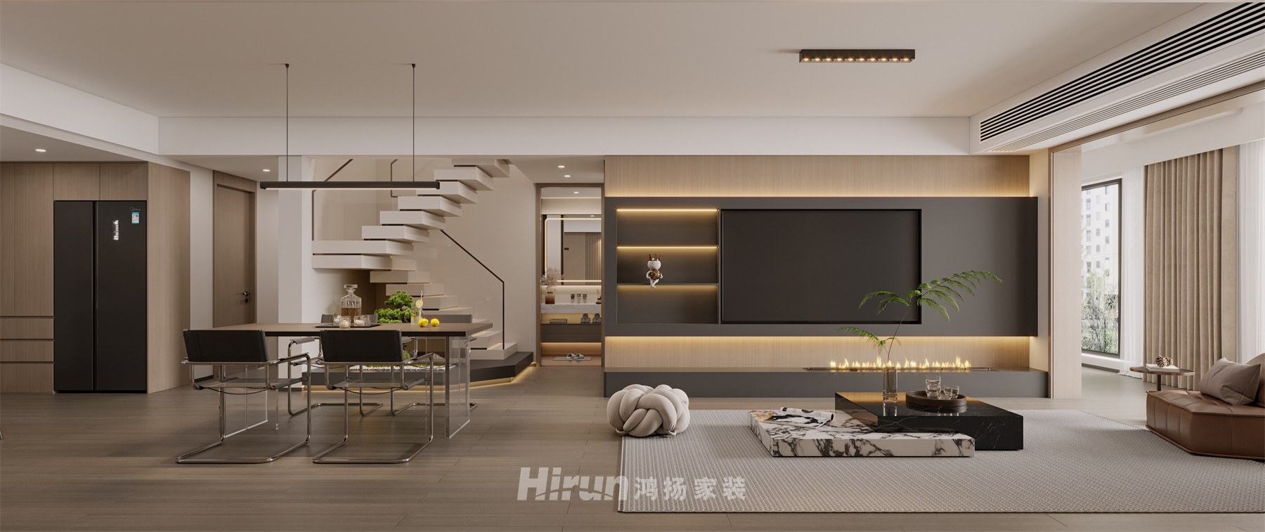 吾悅廣場162㎡雅致現代復式 裝修案例效果圖-1