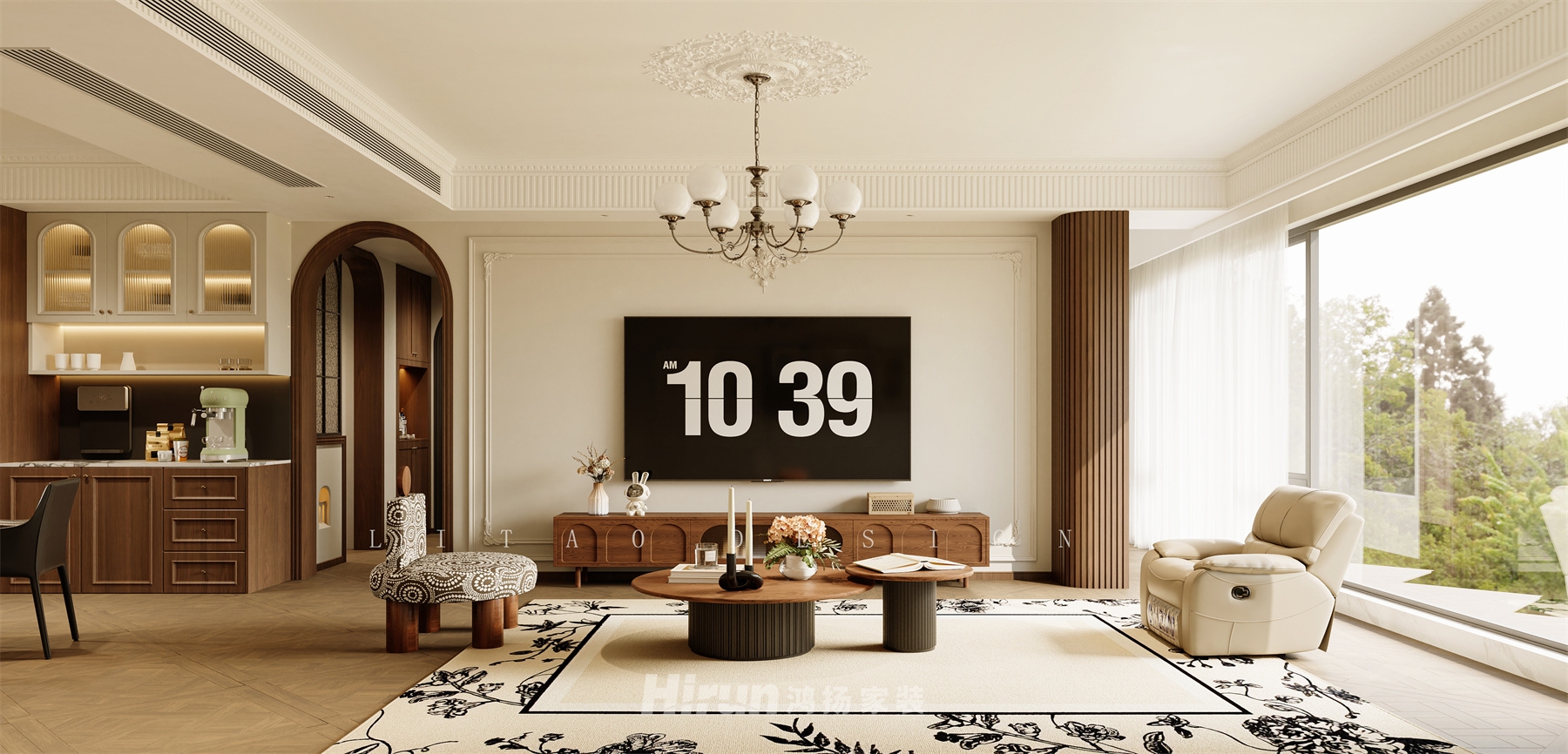 龍湖云河頌140㎡復古風潮四居室 裝修案例效果圖-2