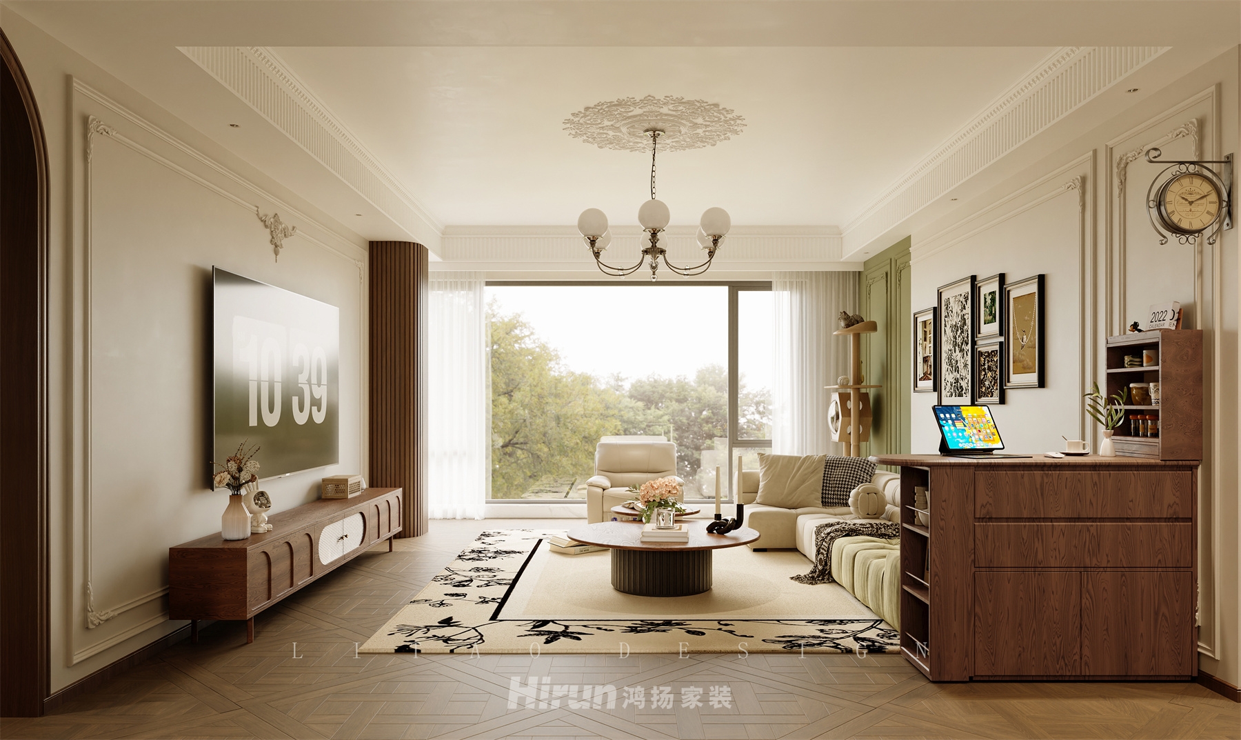 龍湖云河頌140㎡復古風潮四居室 裝修案例效果圖-3