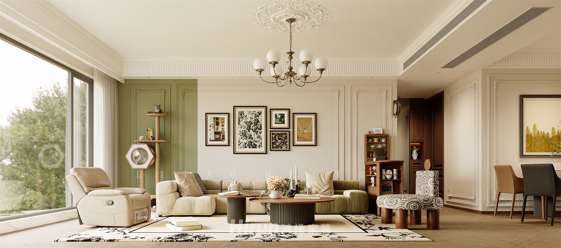 龍湖云河頌140㎡復古風潮四居室 裝修案例效果圖-1