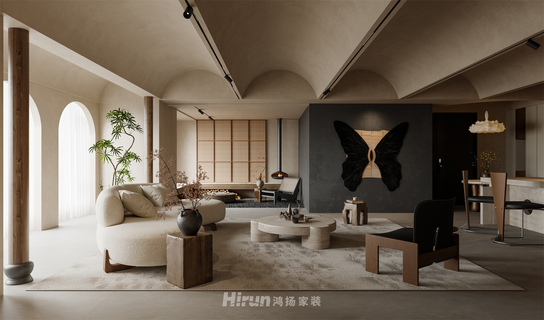 《蝶》160㎡藝術(shù)室界四居室 裝修案例效果圖-5